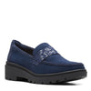 Peltz Shoes  Women's Clarks Calla Ease Loafer NAVY SUEDE 26169472