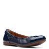 Peltz Shoes  Women's Clarks Rena Jazz Flat Navy 26170594