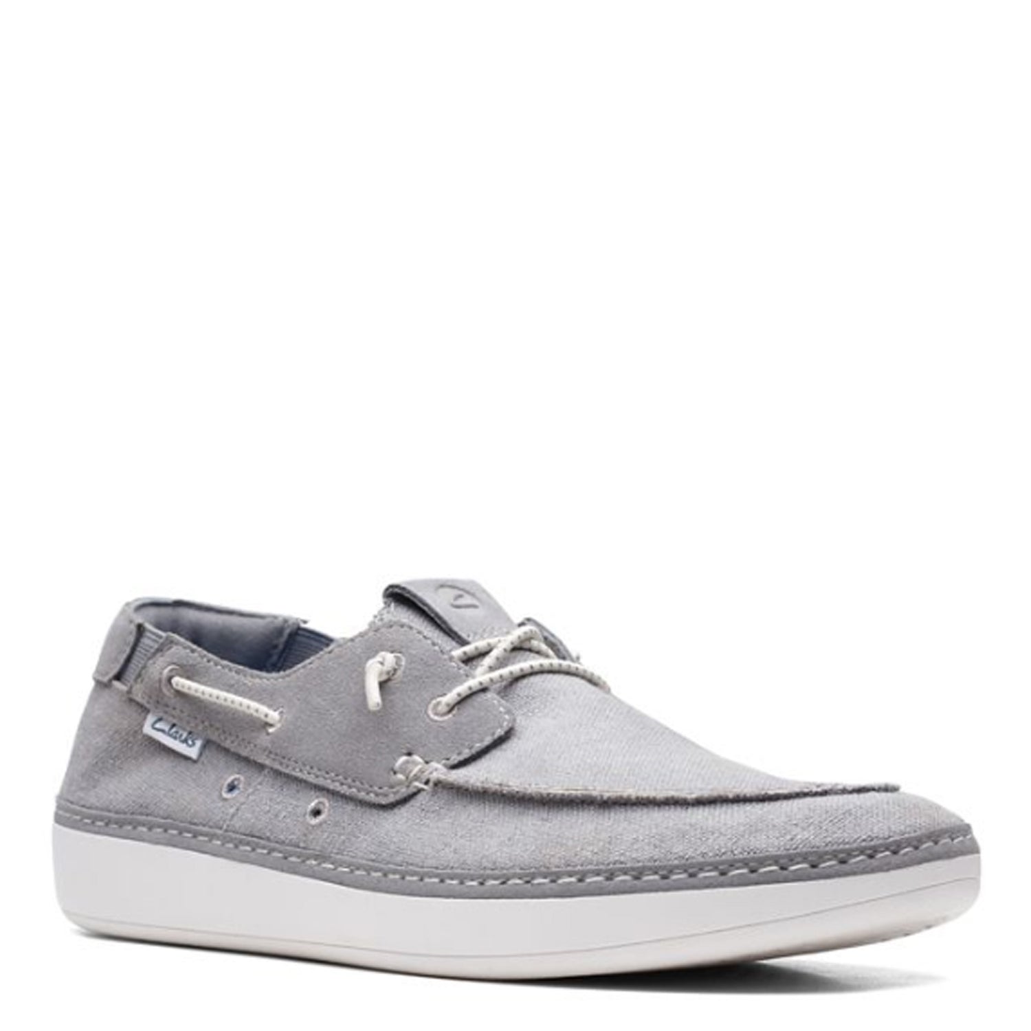 Peltz Shoes  Men's Clarks Higley Tie Boat Shoe Grey 26171555
