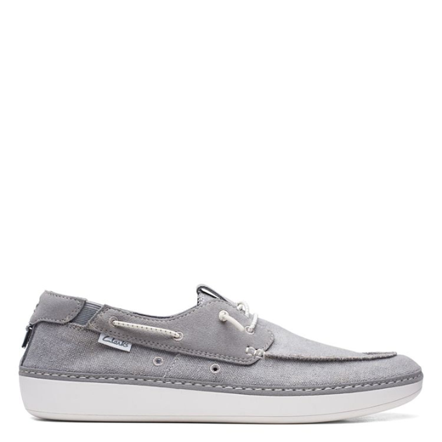 Peltz Shoes  Men's Clarks Higley Tie Boat Shoe Grey 26171555