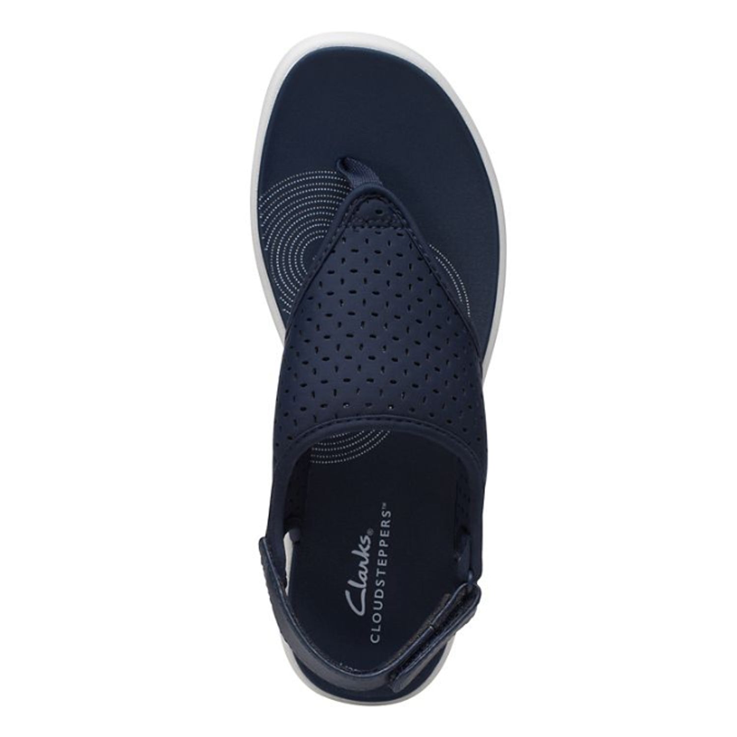 Peltz Shoes  Women's Clarks Drift Blossom Sandal NAVY 26171820