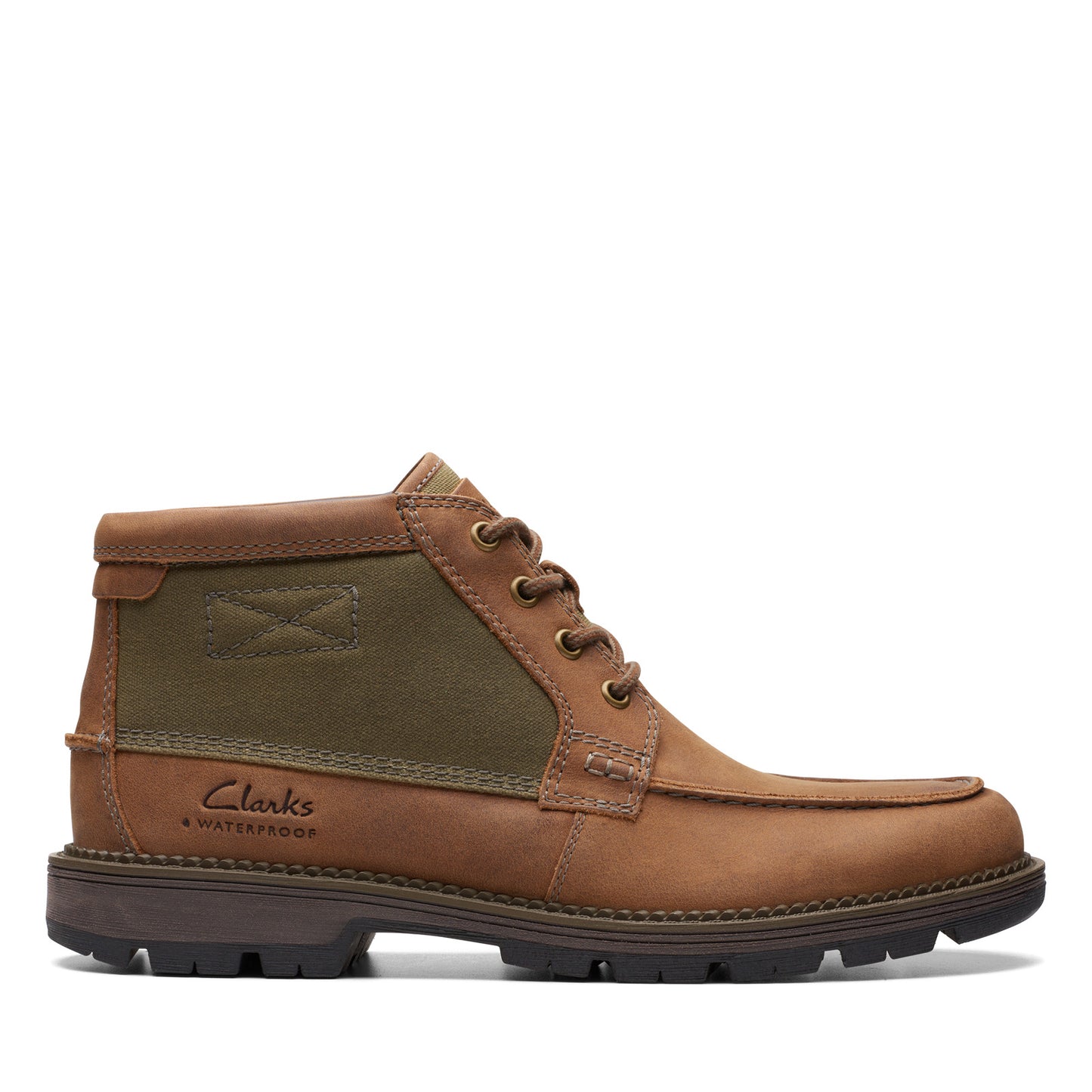 Peltz Shoes  Men's Clarks Maplewalk Moc Boot Tan Olive 26174599