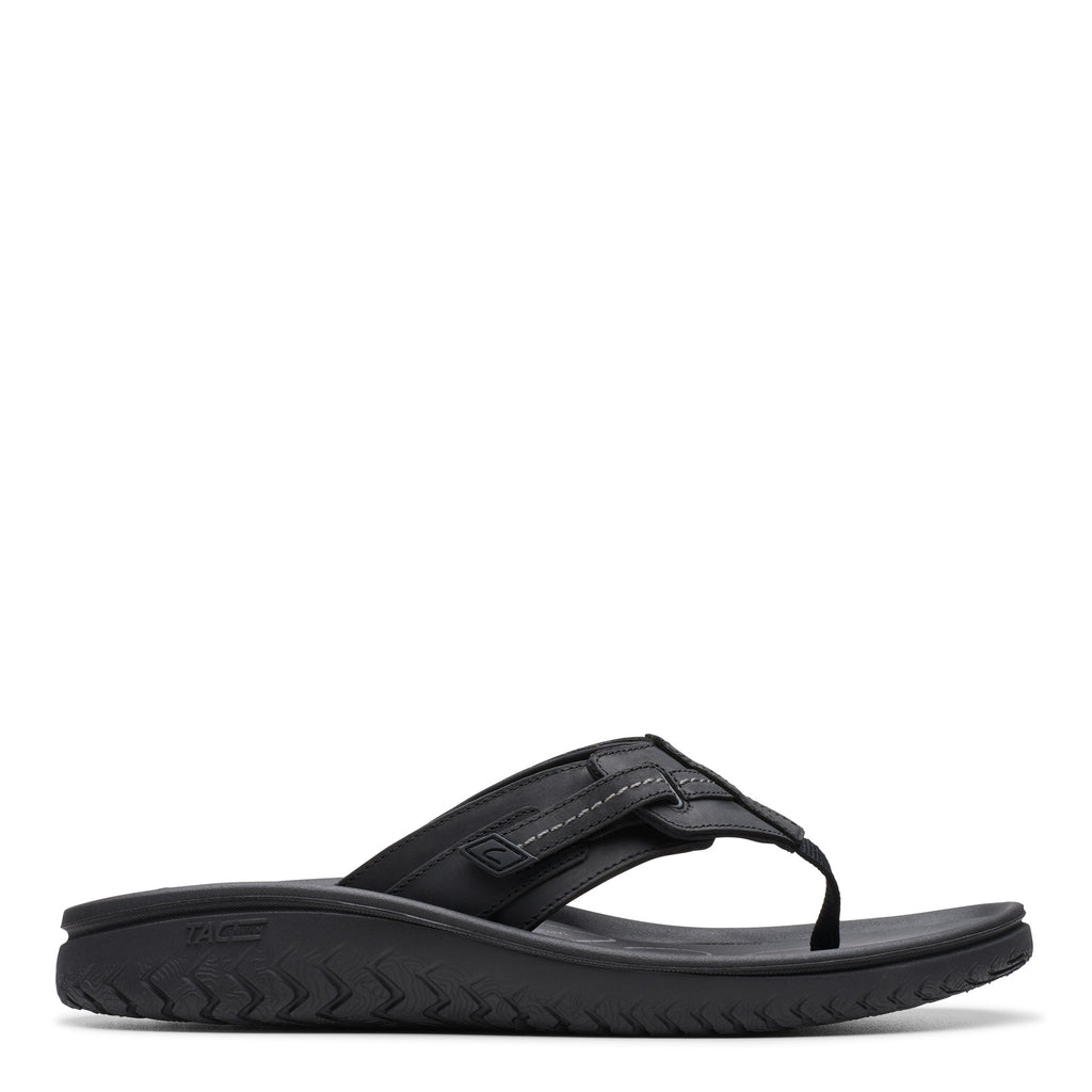 Men's Clarks Wesley Sun Sandal BLACK LEATHER 26176988
