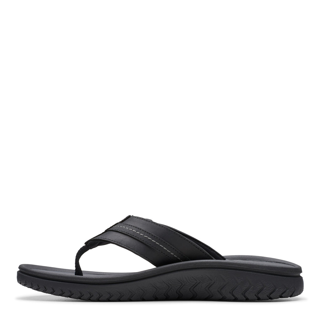 Men's Clarks Wesley Sun Sandal BLACK LEATHER 26176988