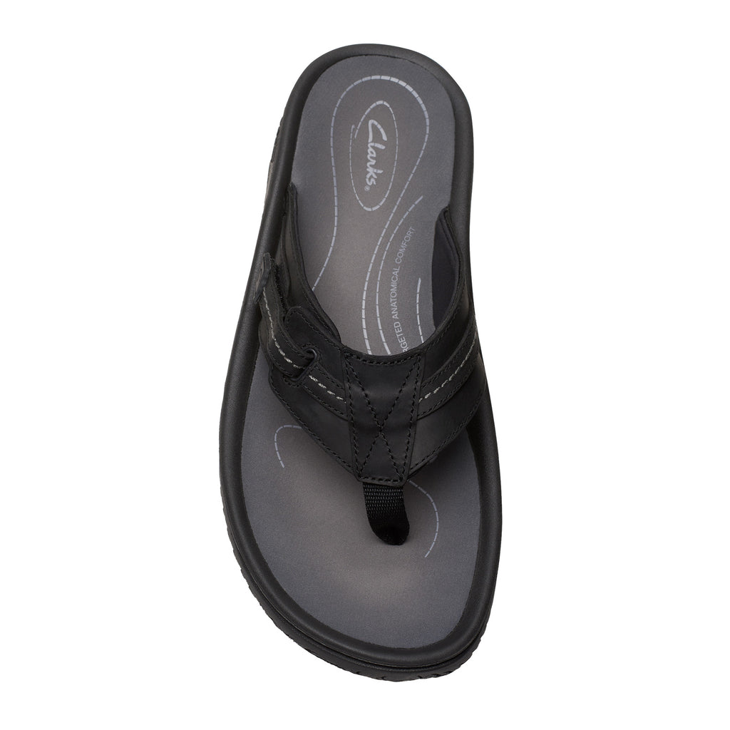Men's Clarks Wesley Sun Sandal BLACK LEATHER 26176988
