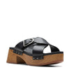 Peltz Shoes  Women's Clarks Sivanne Walk Sandal Black Leather 26177460