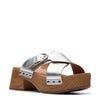 Peltz Shoes  Women's Clarks Sivanne Walk Sandal Silver Leather 26177463