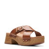 Peltz Shoes  Women's Clarks Sivanne Walk Sandal Tan Leather 26177464