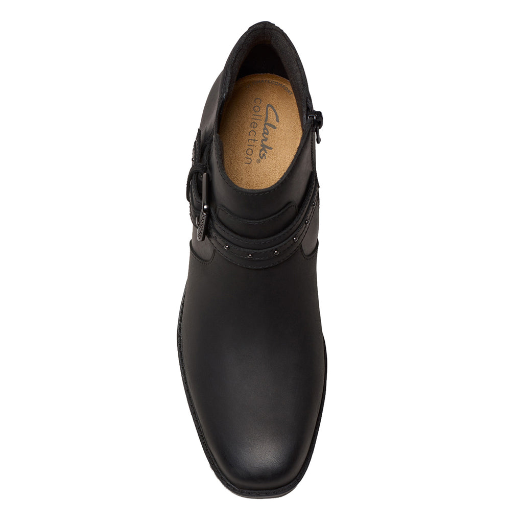 Women's Clarks Danyelle Wish Boot BLACK OILED LEATHER 26184755
