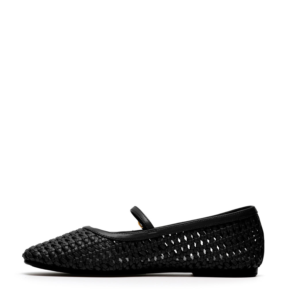 Women's Clarks Livia Sky Flat BLACK WOVEN 26185979