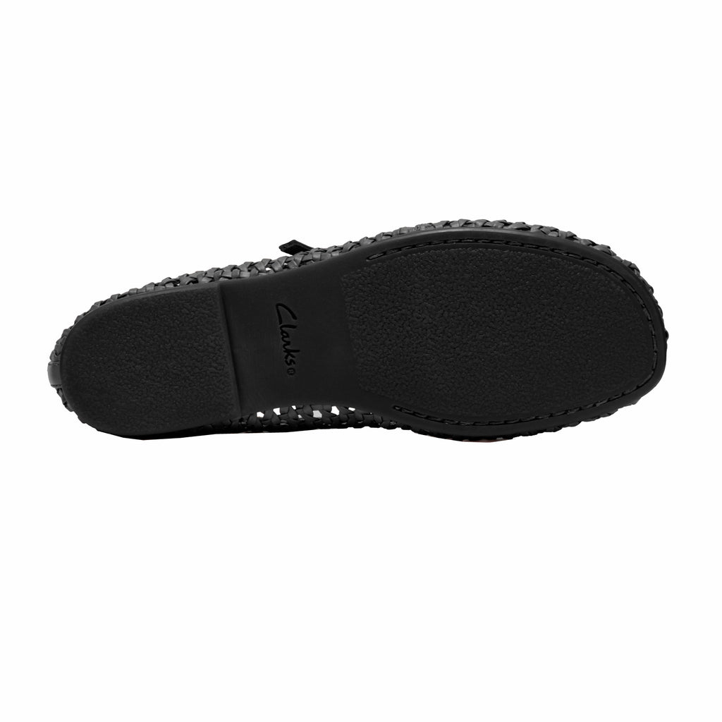 Women's Clarks Livia Sky Flat BLACK WOVEN 26185979
