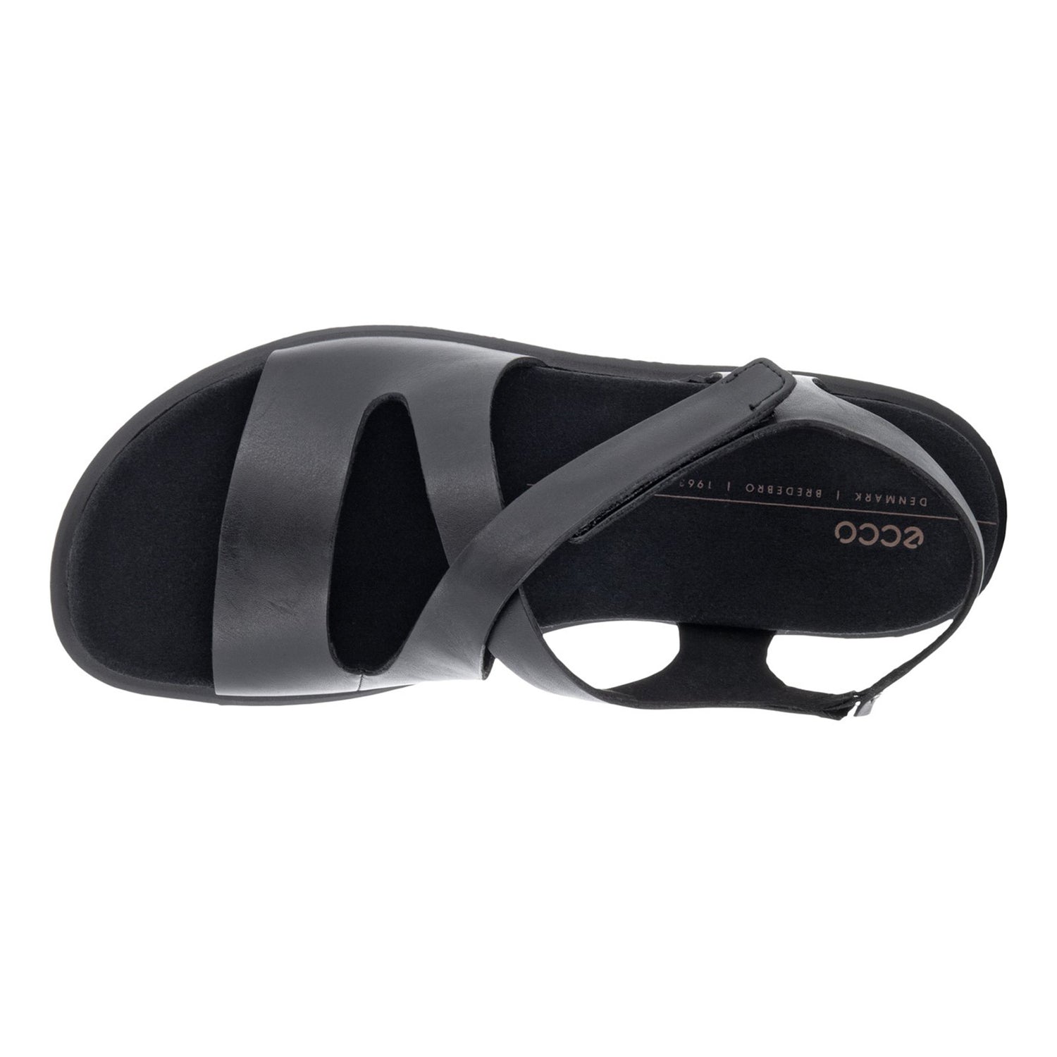Peltz Shoes  Women's Ecco Flowt Cross Strap Sandal BLACK 273723-01001