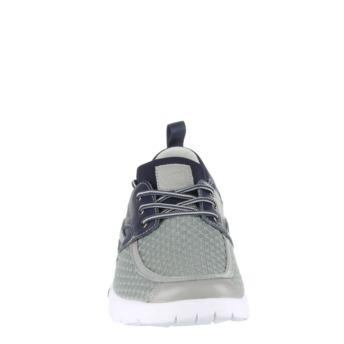 Peltz Shoes  Men's Skuze Del Marina - Stretch Fit Boat Shoe GREY NAVY 3-01
