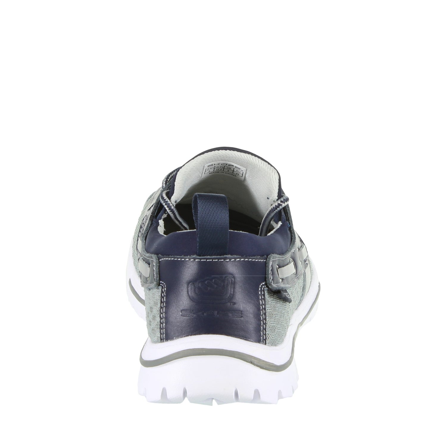 Peltz Shoes  Men's Skuze Del Marina - Stretch Fit Boat Shoe GREY NAVY 3-01