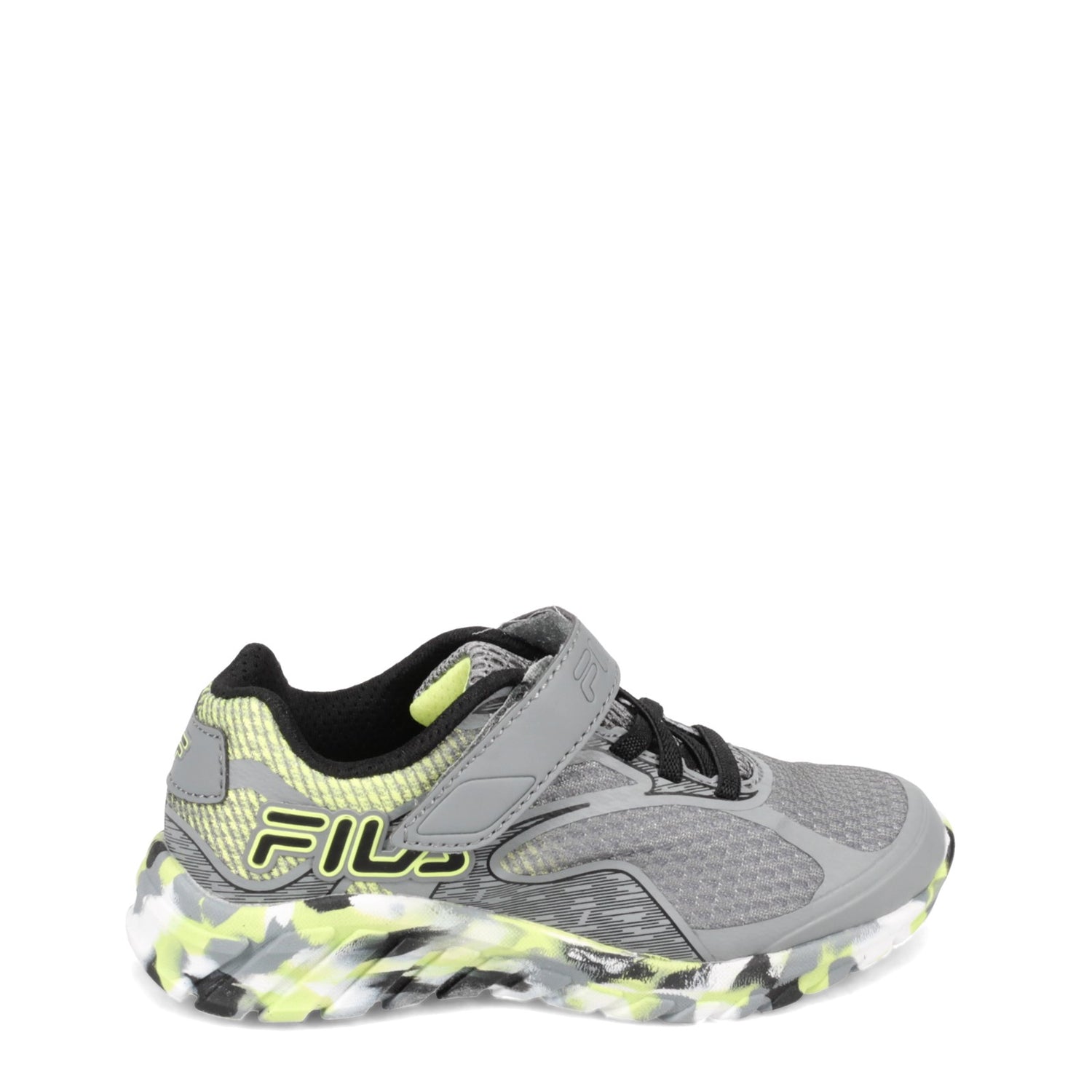 Peltz Shoes  Boy's Fila Primeforce 4 Strap Sneaker - Little Kid GREY YELLOW 3RM01006-055