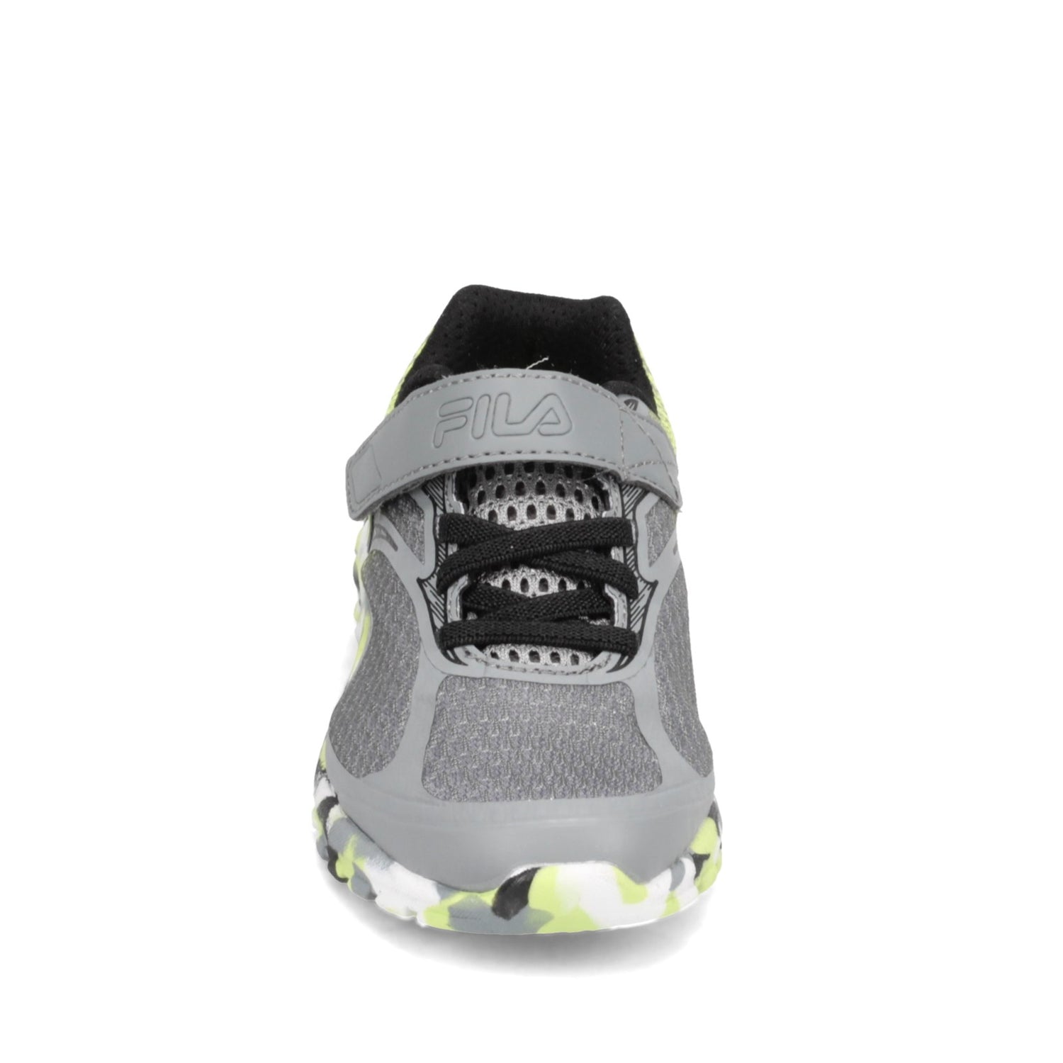Peltz Shoes  Boy's Fila Primeforce 4 Strap Sneaker - Little Kid GREY YELLOW 3RM01006-055