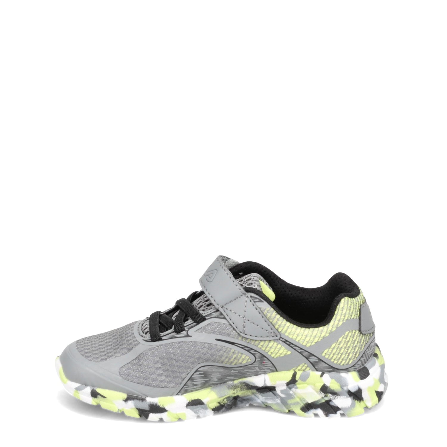 Peltz Shoes  Boy's Fila Primeforce 4 Strap Sneaker - Little Kid GREY YELLOW 3RM01006-055