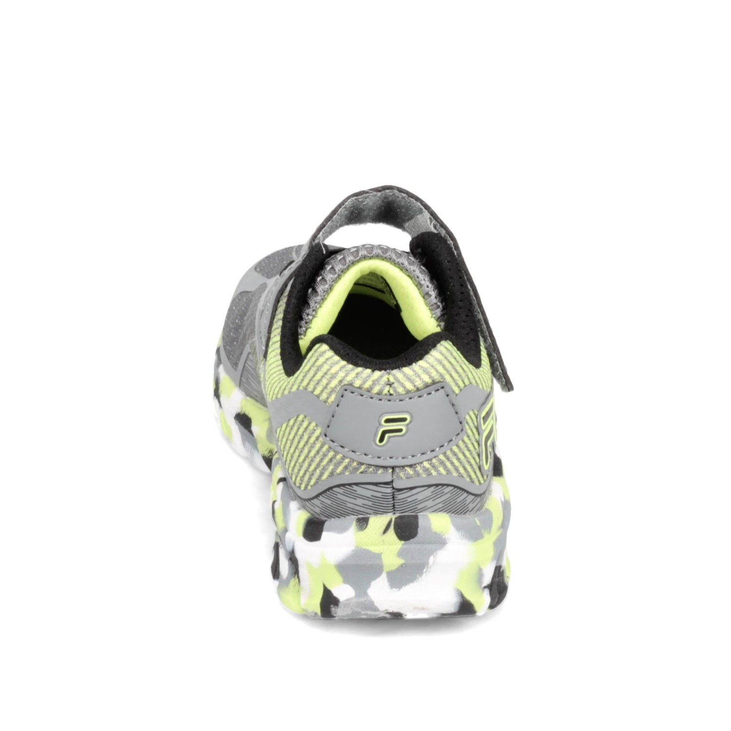 Peltz Shoes  Boy's Fila Primeforce 4 Strap Sneaker - Little Kid GREY YELLOW 3RM01006-055