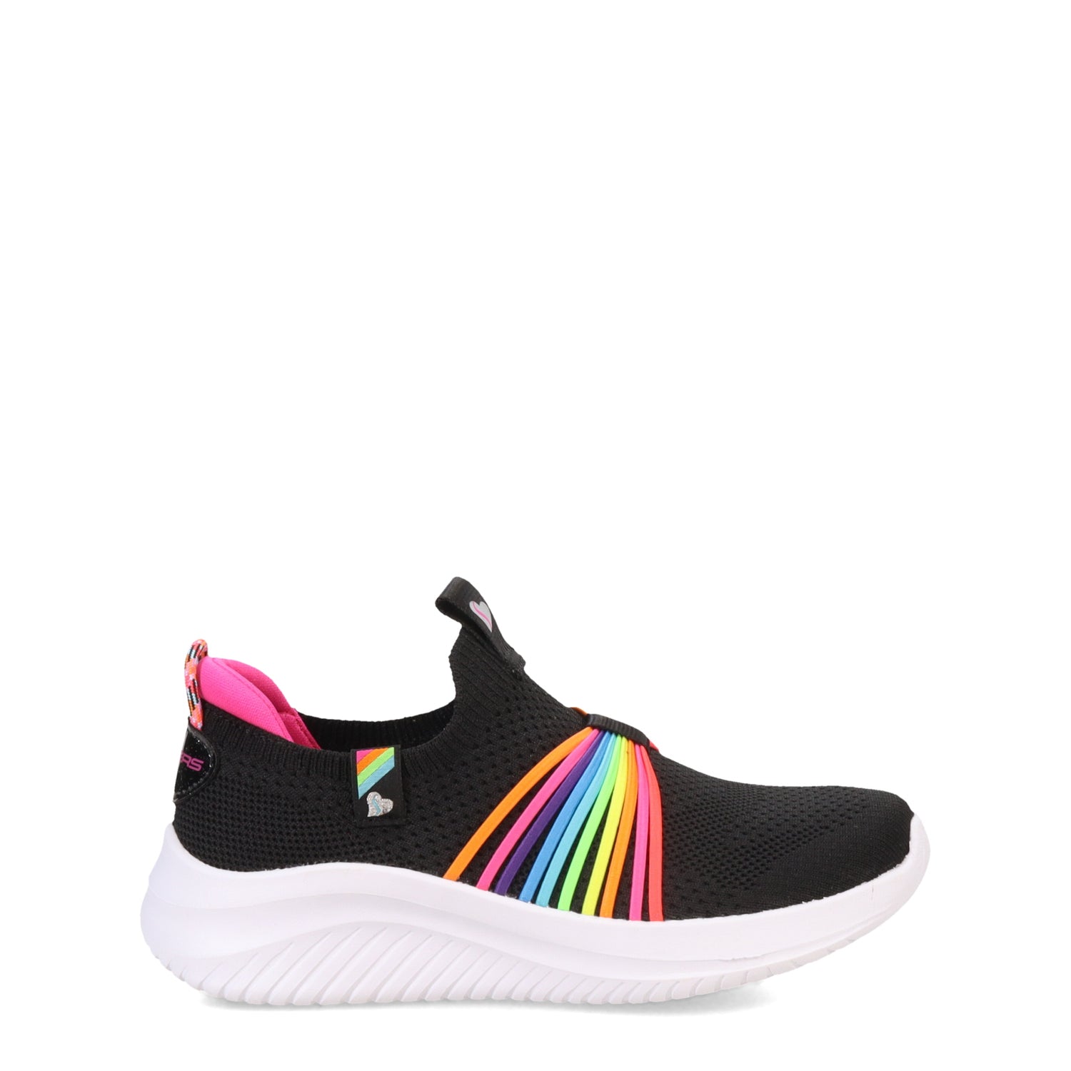 Peltz Shoes  Girl's Skechers Ultra Flex 3.0 - Rainbow Speed Sneaker – Little Kid Black Multi 302268L-BKMT