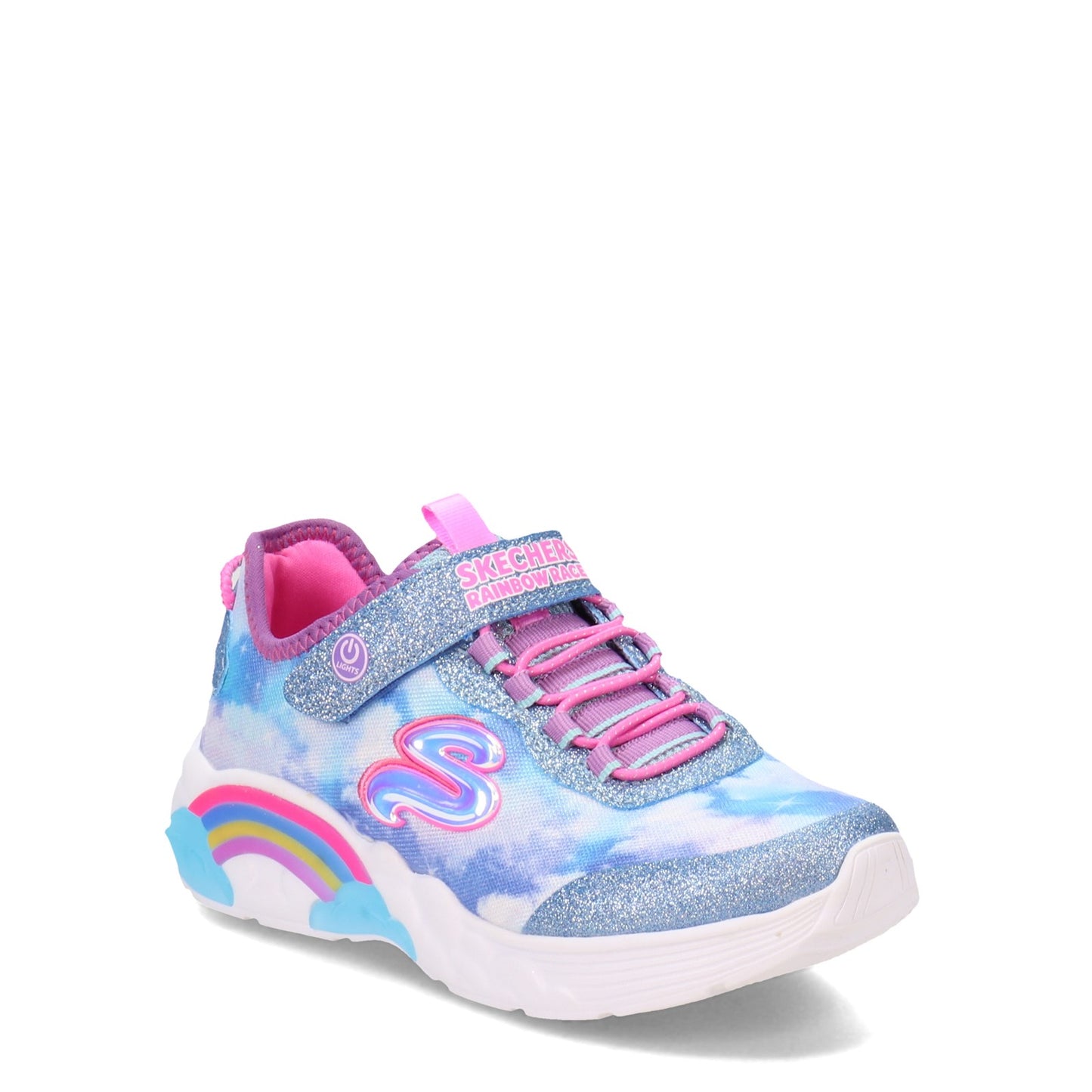 Peltz Shoes  Girl's Skechers S Lights: Rainbow Racers - Little Kid BLUE 302300L-BLU