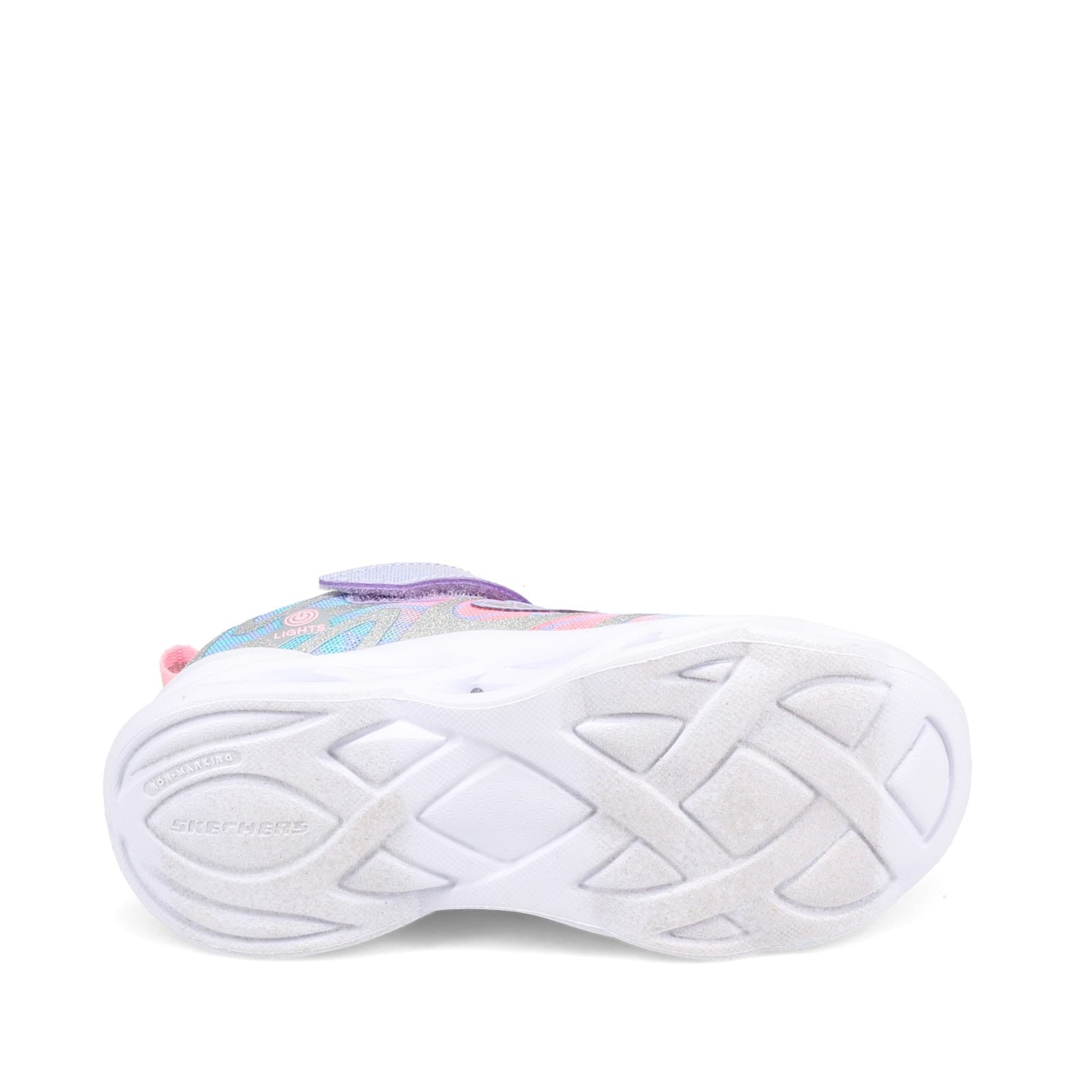 Peltz Shoes  Girl's Skechers S Lights: Twisty Brights - Dazzle Flash Sneaker - Little Kid SILVER MULTI 302305L-SMLT