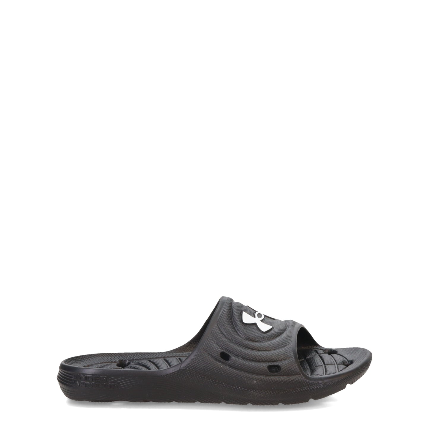 Peltz Shoes  Boy's Under Armour Locker IV Slide Sandal – Little Kid & Big Kid Black/White 3023787-001