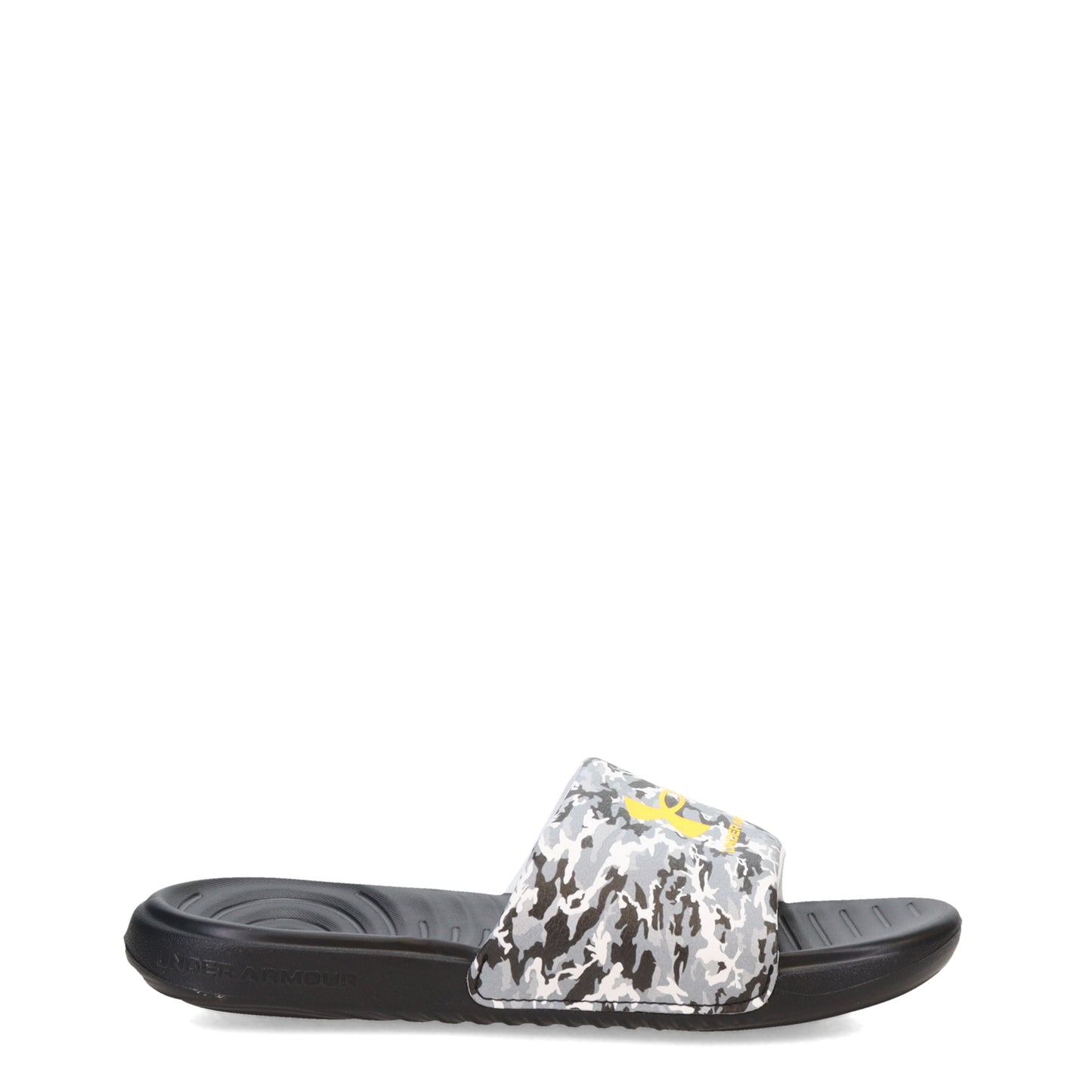 Peltz Shoes  Boy’s Under Armour Ansa Graphic Sandal – Big Kid Black/Mod Grey/Tahoe Gold 3024438-010