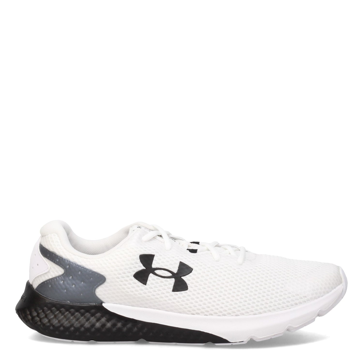 Peltz Shoes  Men's Under Armour Charged Rogue 3 Running Shoe WHITE BLACK 3024877-104