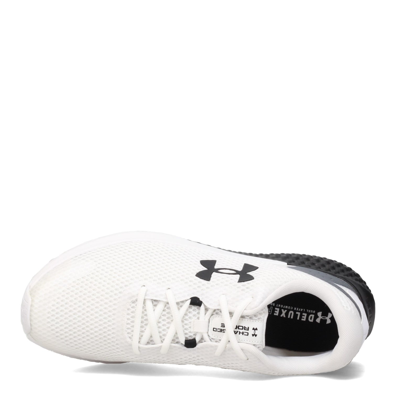 Peltz Shoes  Men's Under Armour Charged Rogue 3 Running Shoe WHITE BLACK 3024877-104