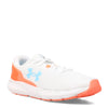Peltz Shoes  Women's Under Armour Charged Rogue 3 Running Shoe WHITE BLUE 3024888-101