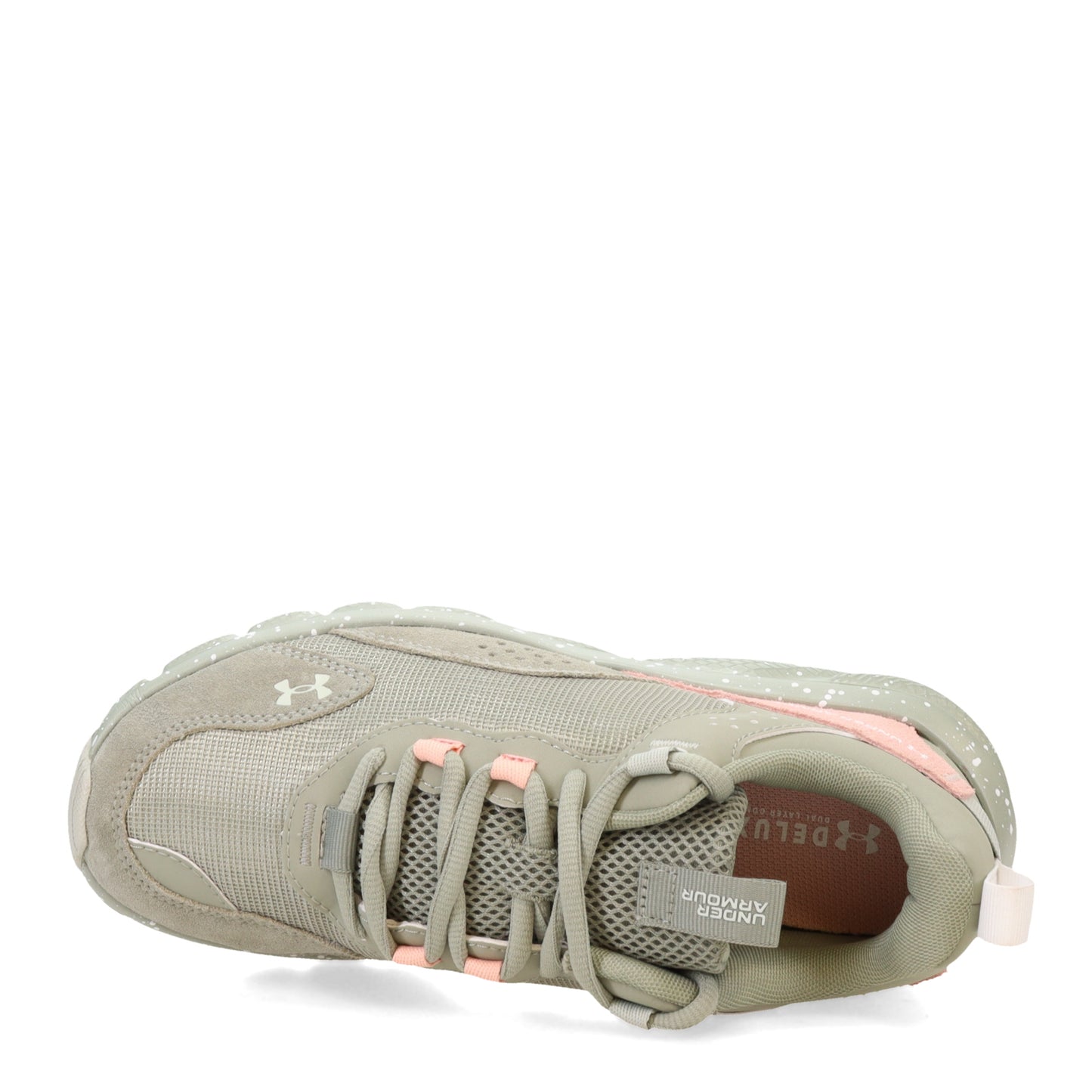 Peltz Shoes  Women's Under Armour Charged Verssert Running Shoe Grove Green/Pink Fizz/White 3025751-301