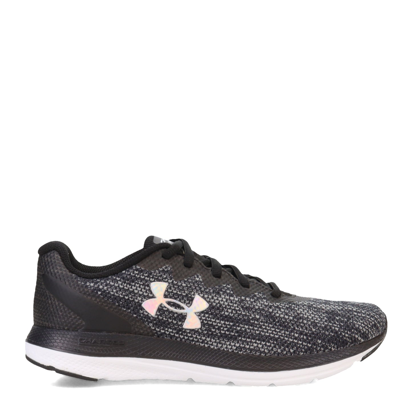 Peltz Shoes  Women's Under Armour Impulse 2 Knit Running Shoe BLACK/BLACK/IRIDESCENT 3025793-002
