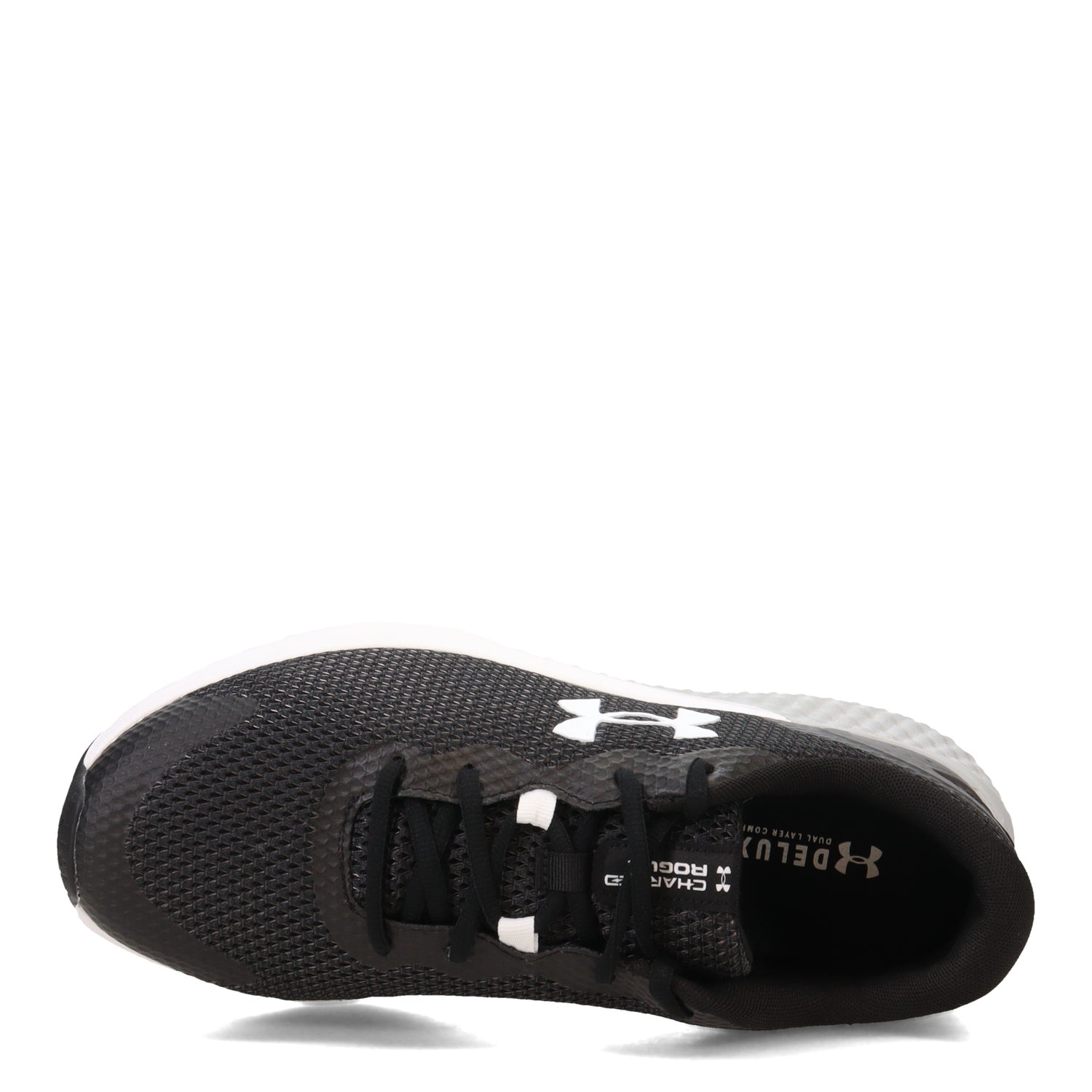 Peltz Shoes  Men's Under Armour Charged Rogue 3 Running Shoe - Wide Width BLACK GREY 3026020-002