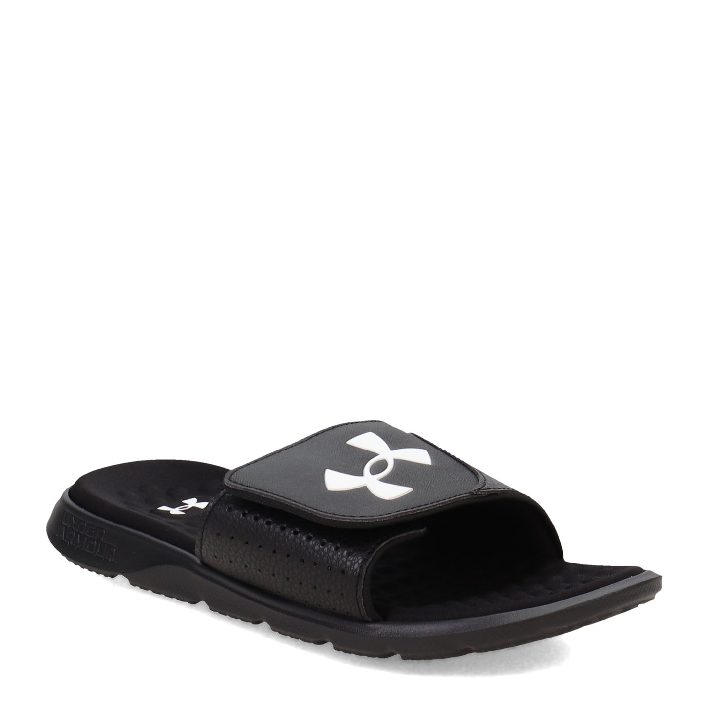 Peltz Shoes  Men's Under Armour Ignite 7 Slide Sandal Black/White 3026023-001