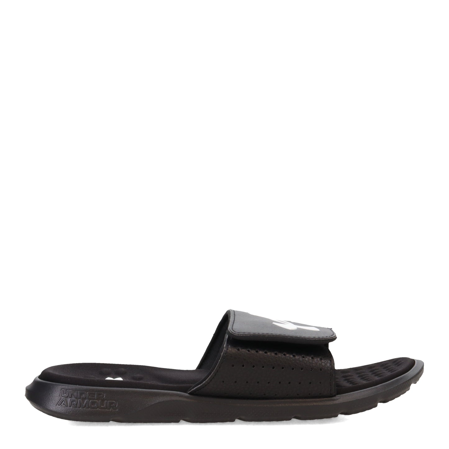 Peltz Shoes  Men's Under Armour Ignite 7 Slide Sandal Black/White 3026023-001