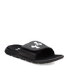 Peltz Shoes  Men's Under Armour Ignite 7 Slide Sandal Black/White 3026023-001