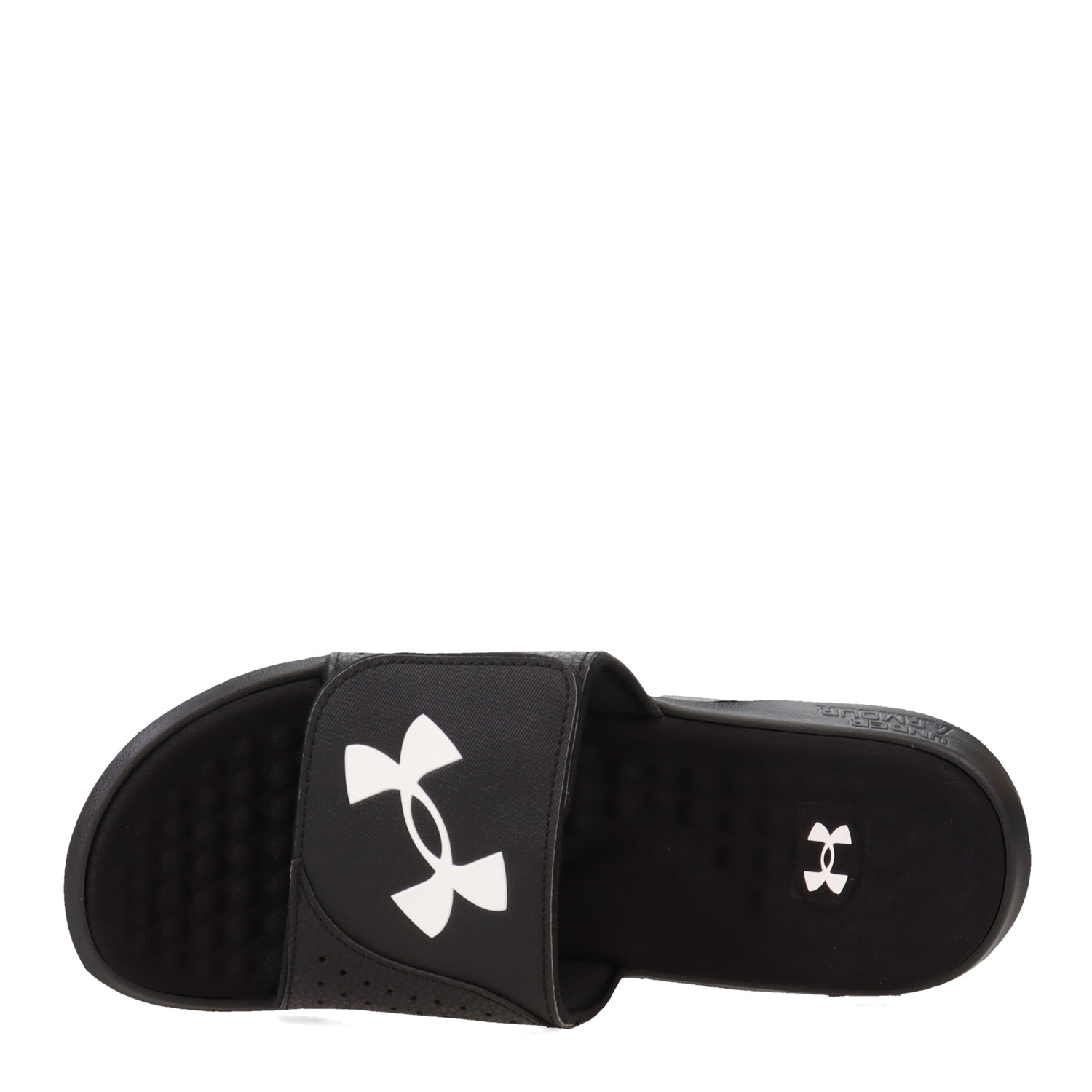 Peltz Shoes  Men's Under Armour Ignite 7 Slide Sandal Black/White 3026023-001