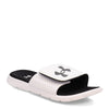 Peltz Shoes  Men's Under Armour Ignite 7 Slide Sandal WHITE/ WHITE/ BLACK 3026023-100