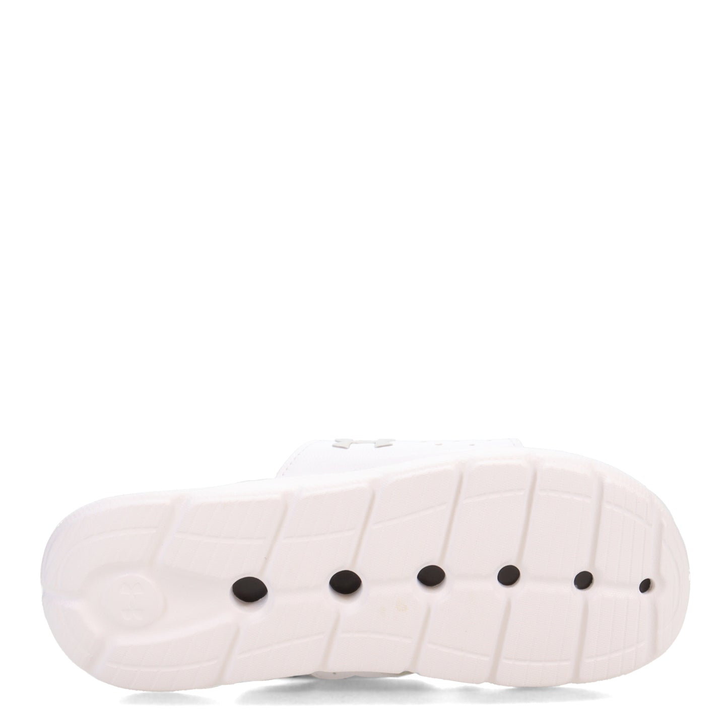 Peltz Shoes  Women's Under Armour Ignite 7 Slide Sandal WHITE/ WHITE/ HALO GRAY 3026027-100