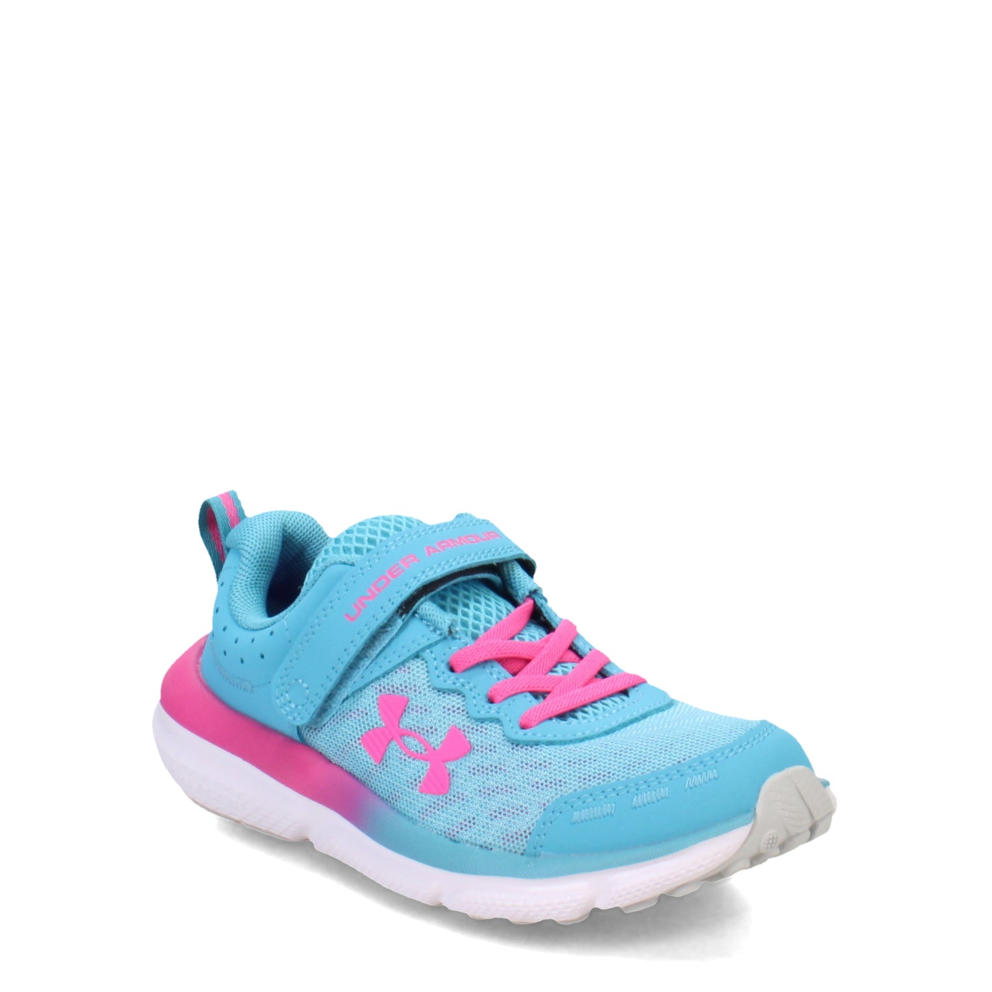 Peltz Shoes  Girl’s Under Armour Assert 10 AC Running Shoe - Little Kid AC Glacier Blue/Halo Grey/Rebel Pink 3026190-400