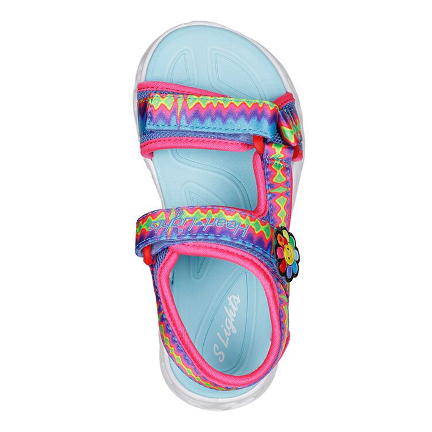 Peltz Shoes  Girl's Skechers Heart Lights - Miss Vibrant Sandal - Little Kid MULTI FABRIC 302675L-MLT