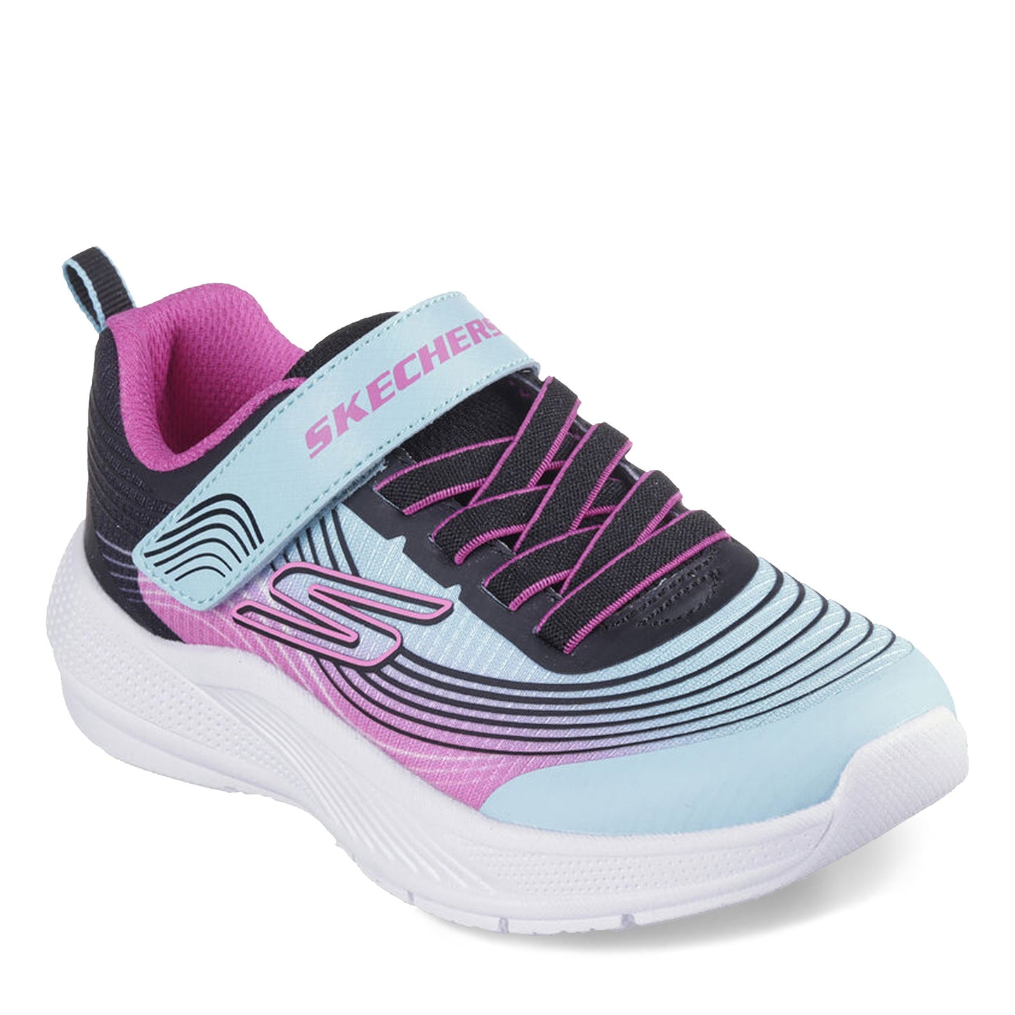 Peltz Shoes  Girl's Skechers Microspec Advance Sneaker - Little Kid & Big Kid Aqua/Purple 303575L-AQPR