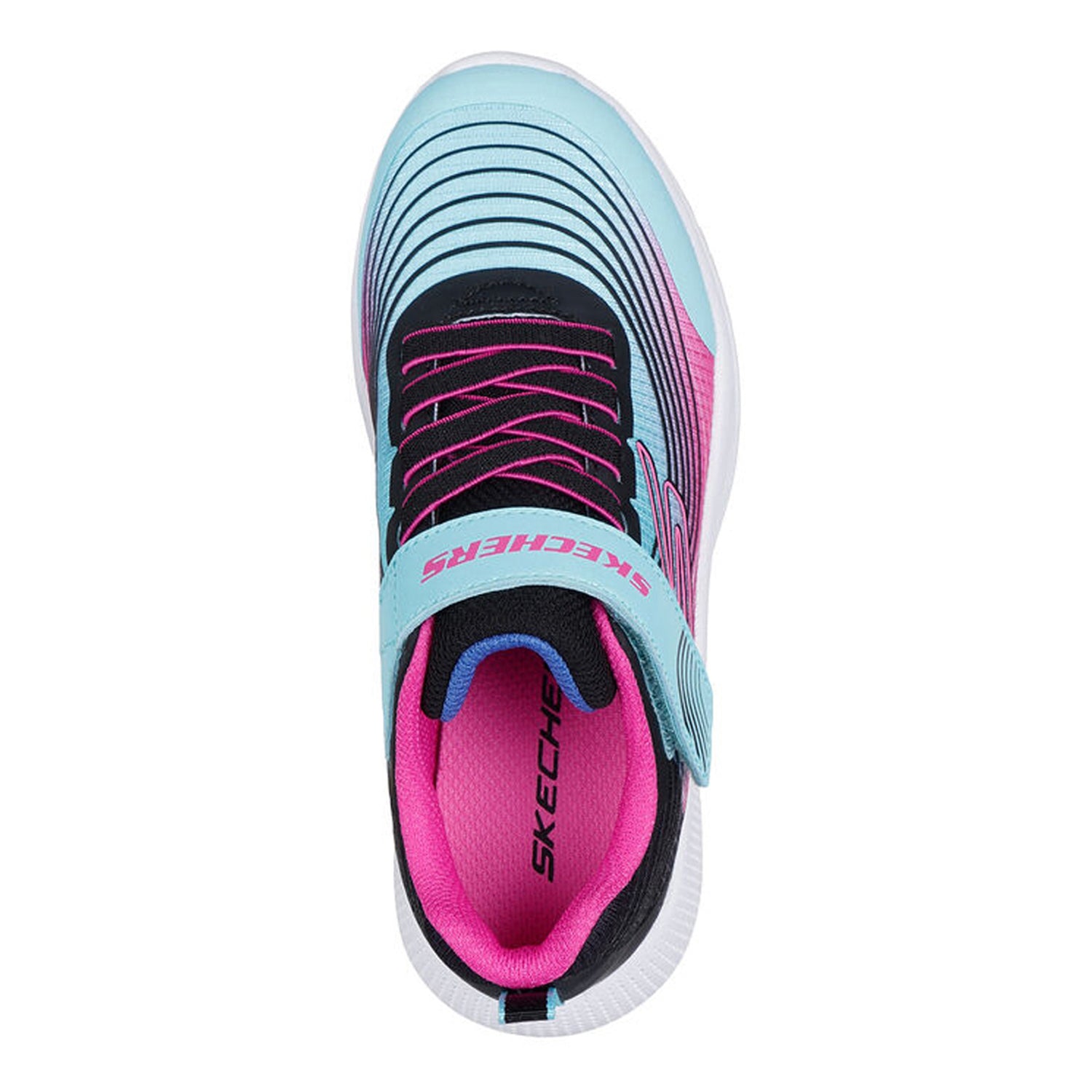 Peltz Shoes  Girl's Skechers Microspec Advance Sneaker - Little Kid & Big Kid Aqua/Purple 303575L-AQPR