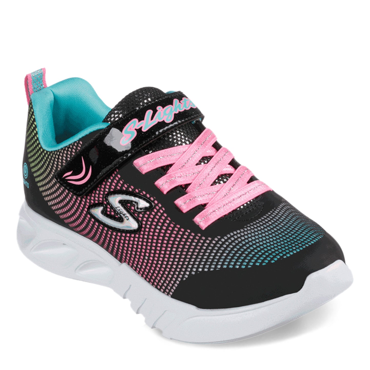 Peltz Shoes  Girl's Skechers S Lights: Flicker Flash Sneaker - Little Kid BLACK 303700L-BKMT