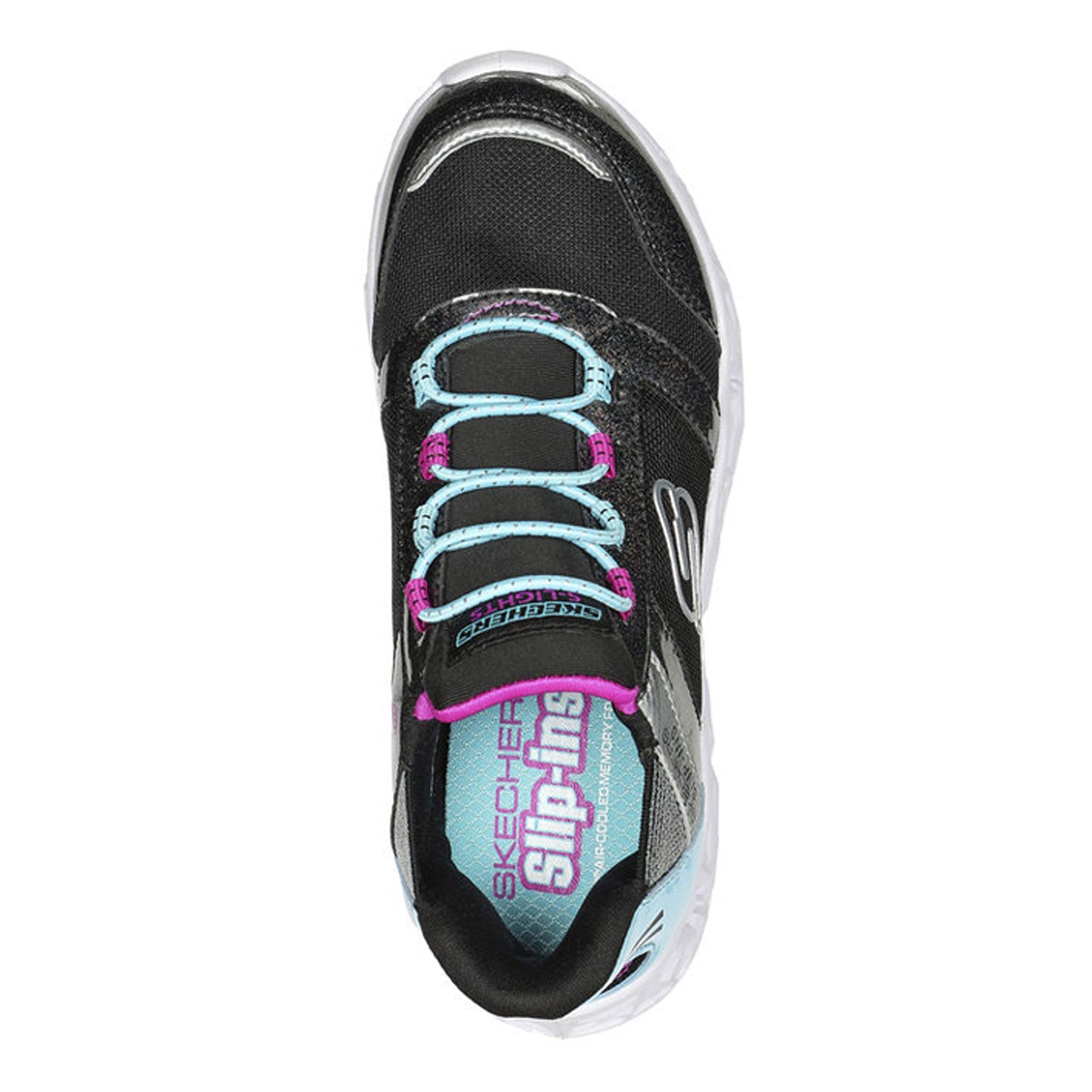 Peltz Shoes  Girl's Skechers Galaxy Lights - Bright Cosmic Sneaker - Little Kid BLACK 303701L-BKMT