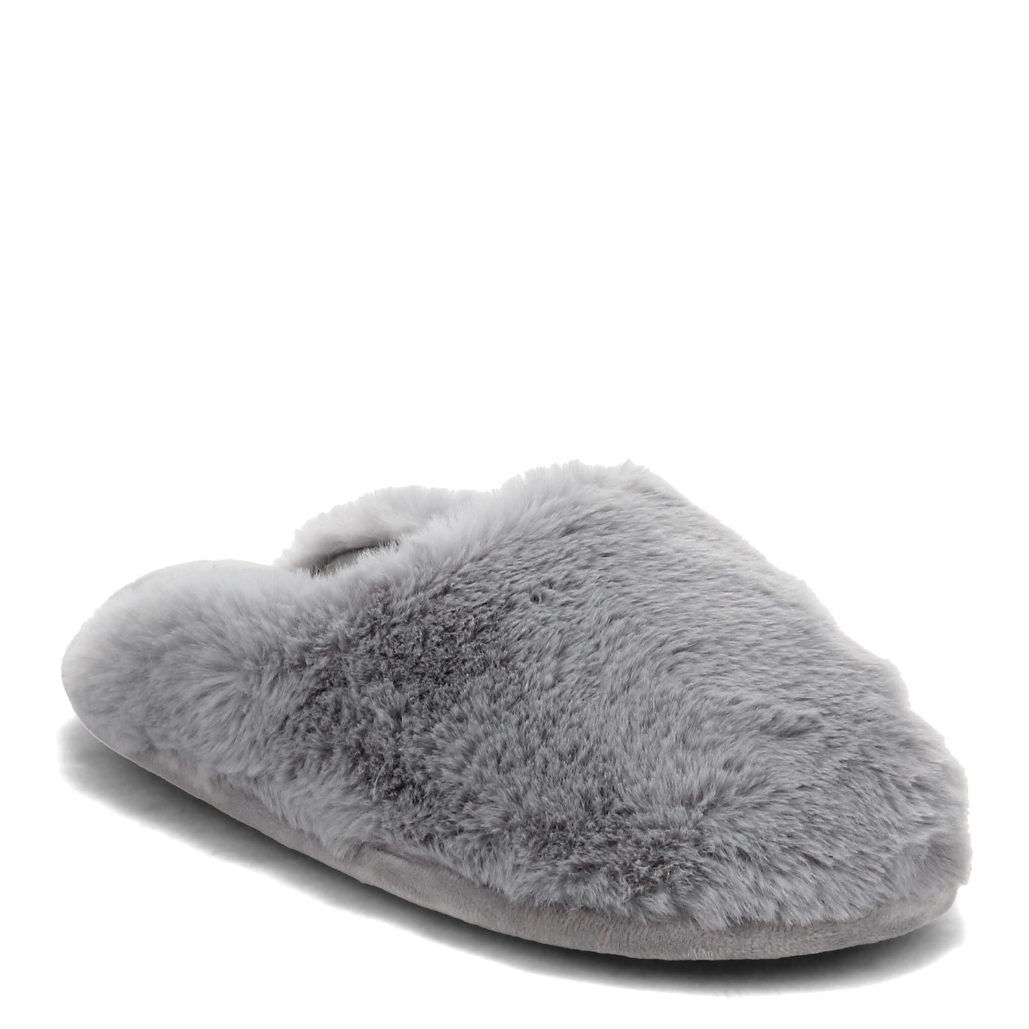 Peltz Shoes  Women's Dearfoams Bailey Plush Furry Scuff Slipper SLEET 30827-10022