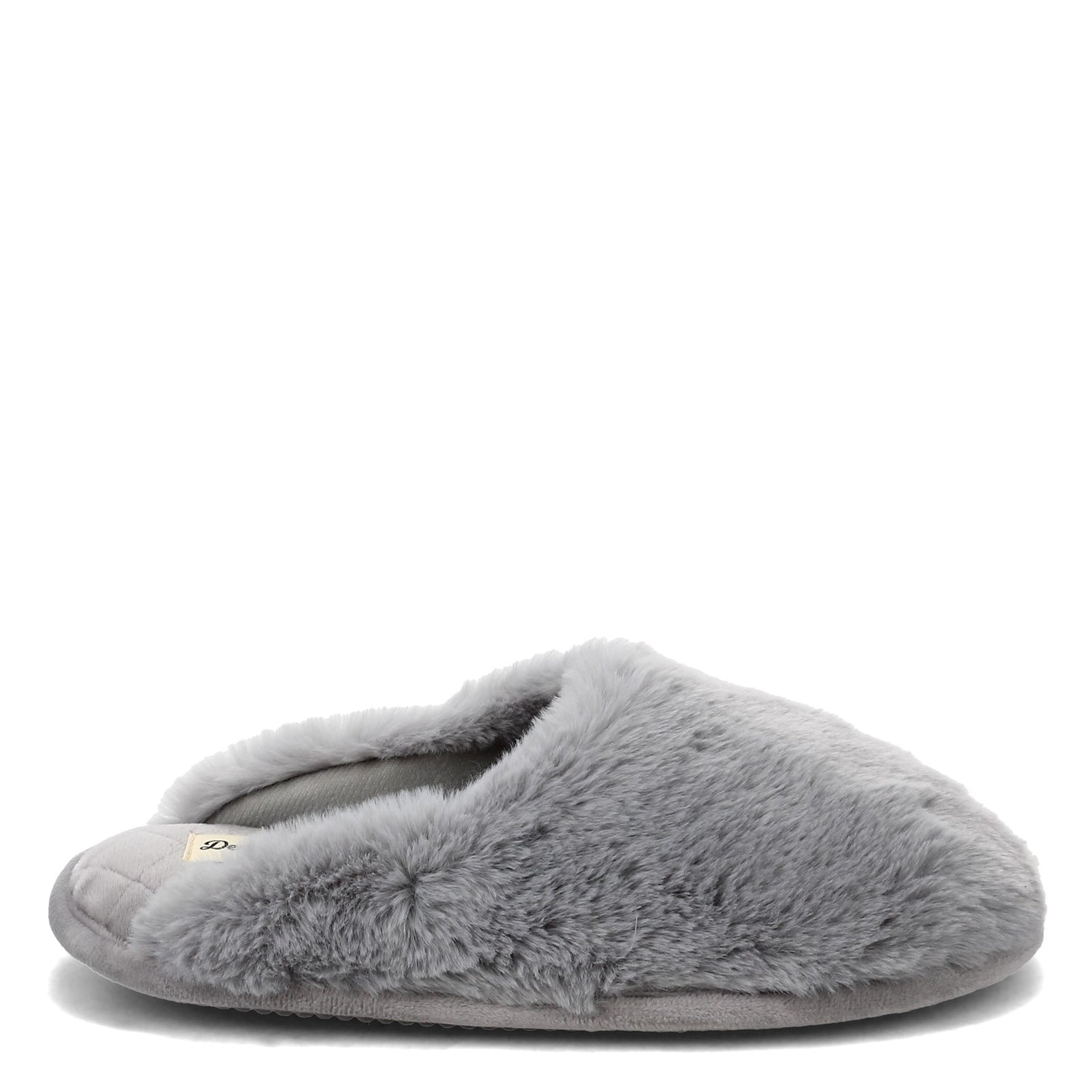 Peltz Shoes  Women's Dearfoams Bailey Plush Furry Scuff Slipper SLEET 30827-10022