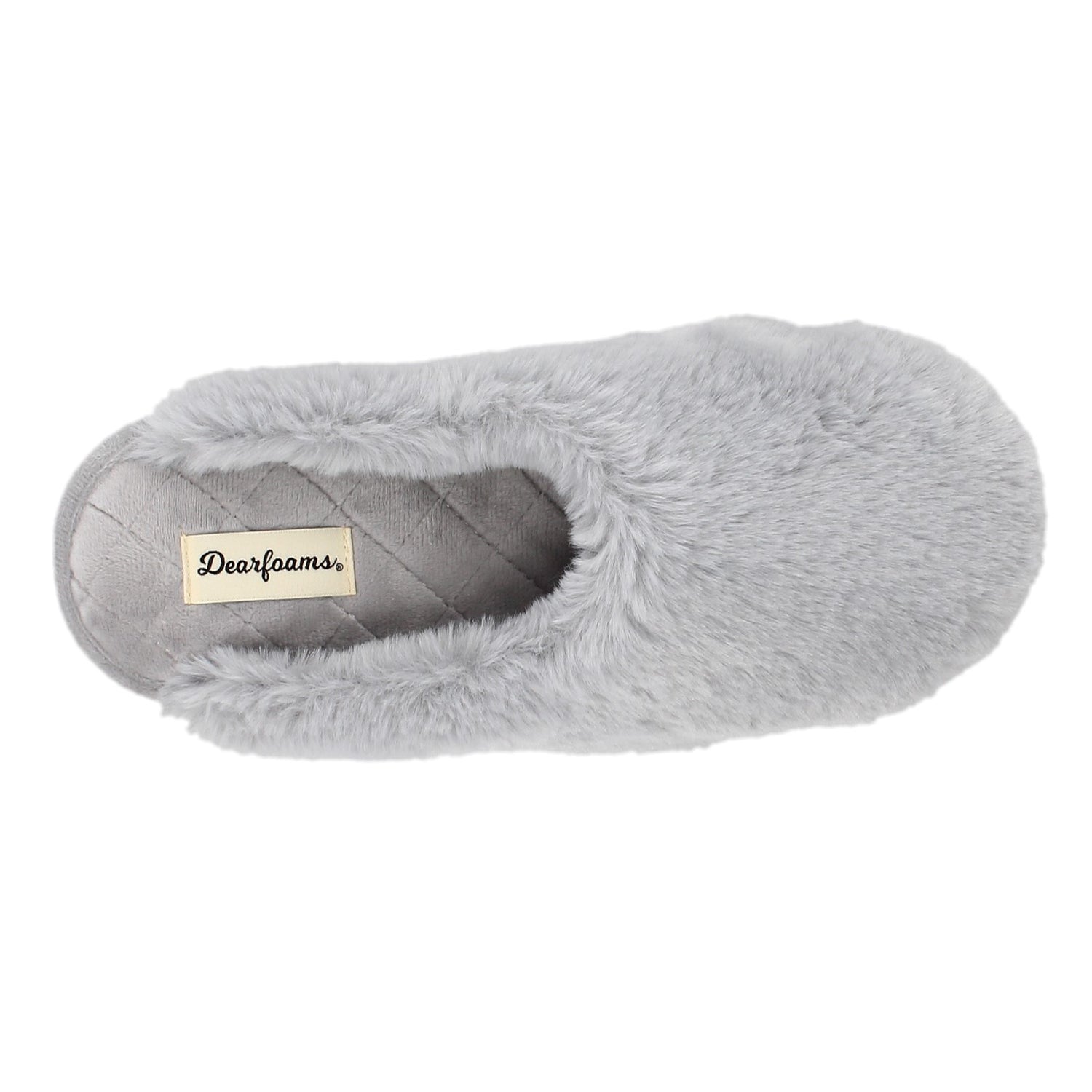 Peltz Shoes  Women's Dearfoams Bailey Plush Furry Scuff Slipper SLEET 30827-10022