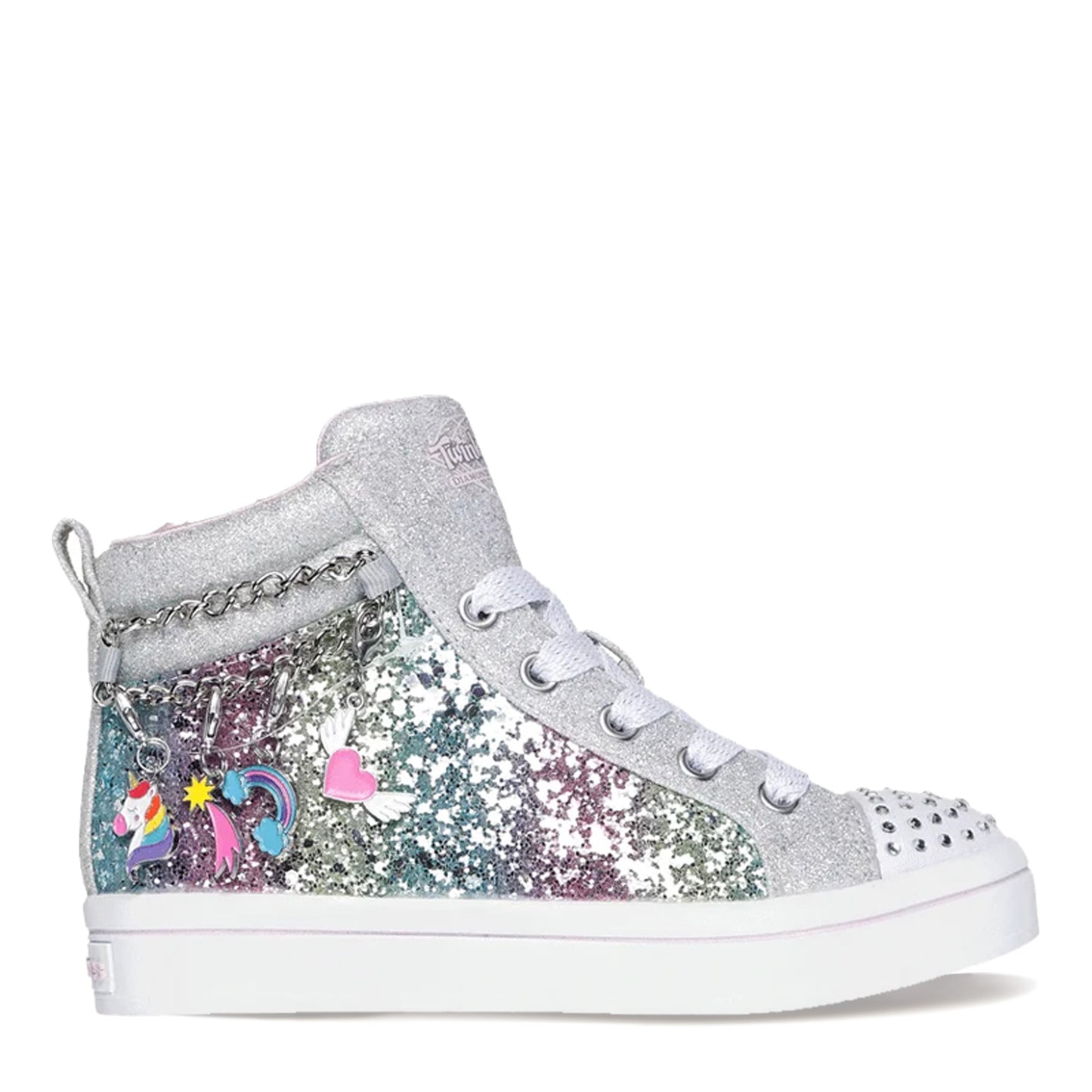 Peltz Shoes  Girl's Skechers Twi-Lites - Charm Glitz Sneakers – Toddler Silver Multi 314396L-SMLT