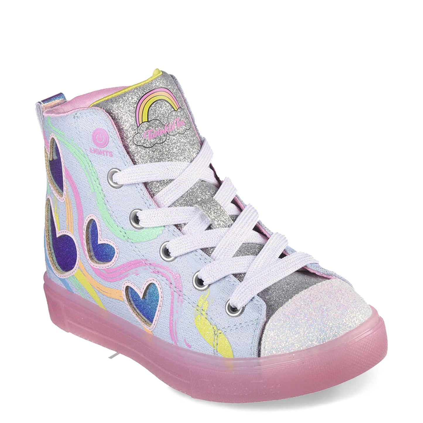 Peltz Shoes  Girl's Skechers Twinkle Toes: Twinkle Sparks Ice - Sweetheart High-Top Sneaker - Little Kid BLUE MULTI 314702L-LBMT